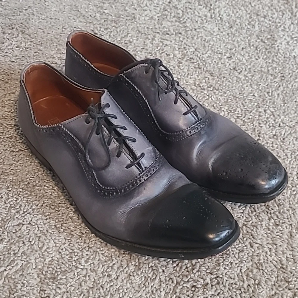 GUC Allen Edmonds Cornwallis Gray Black Leather Dress Shoes Oxfords Men 14B - Picture 2 of 9